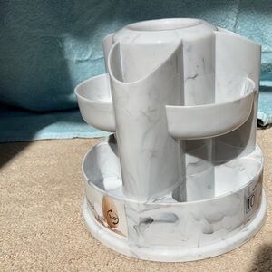 10 compartment multi use revolving organizer faux marble look